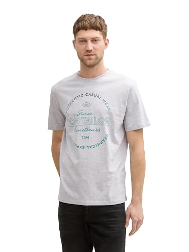 TOM TAILOR Basic T-Shirt mit Logo-Print, Sky Captain Blue, XXXL von TOM TAILOR