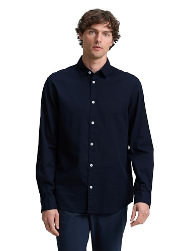 TOM TAILOR Basic T-Shirt mit Logo-Stickerei, Mystical Blue, XXXL von TOM TAILOR