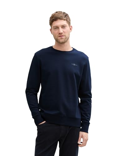 TOM TAILOR Basic T-Shirt mit Logo-Stickerei, Sky Captain Blue, XXXL von TOM TAILOR