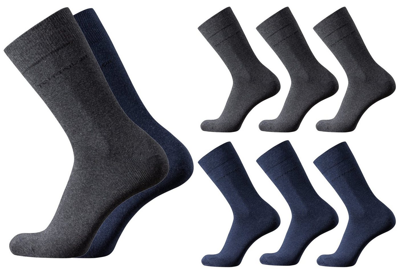 TOM TAILOR Basicsocken Tom Tailor Herren Socken 6er Pack uni basic indigo anthrazit 39-42 von TOM TAILOR