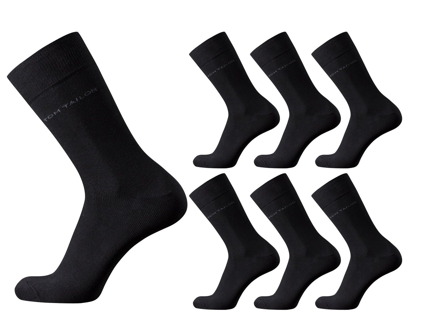 TOM TAILOR Basicsocken Tom Tailor Herren Socken 6er Pack uni basic schwarz 43-46 von TOM TAILOR