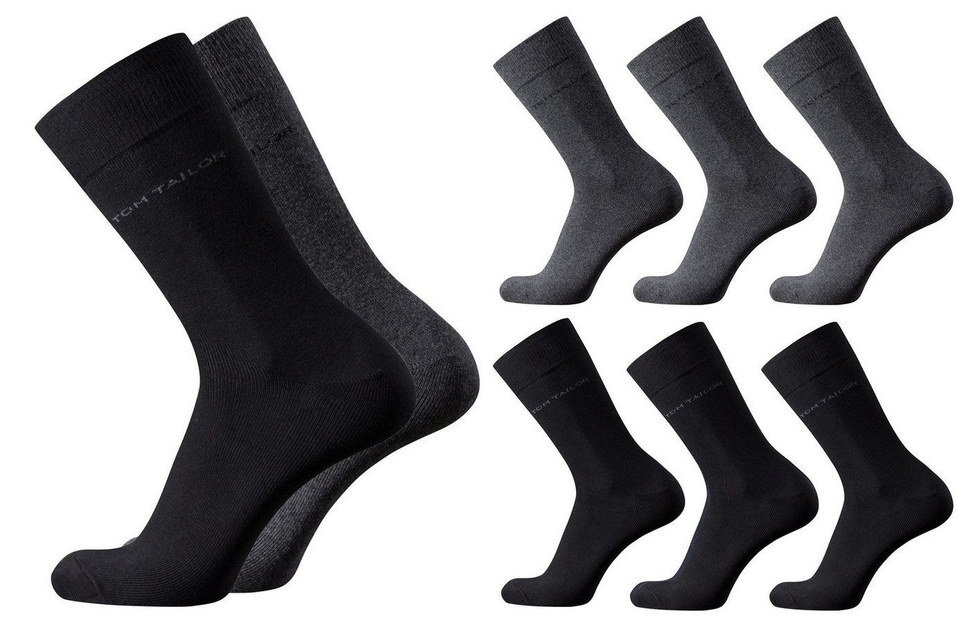 TOM TAILOR Basicsocken Tom Tailor Herren Socken 6er Pack uni basic schwarz anthrazit 39-42 von TOM TAILOR