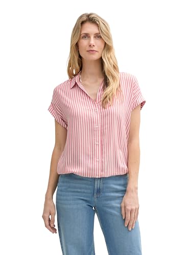 TOM TAILOR Bluse mit Muster, Printed Blue White minimal, 46 von TOM TAILOR