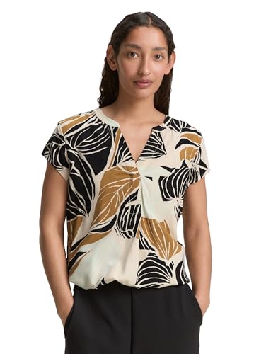 TOM TAILOR Bluse mit Muster, Printed beige Graphic minimal, 44 von TOM TAILOR