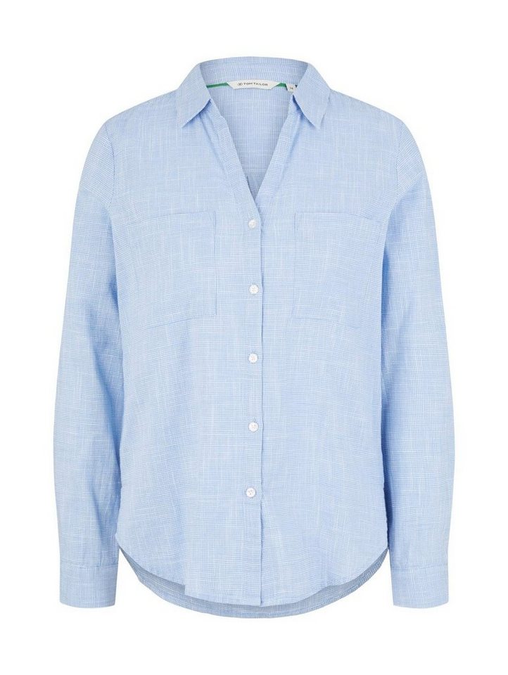 TOM TAILOR Blusenshirt blouse with slub structure, dreamy blue von TOM TAILOR