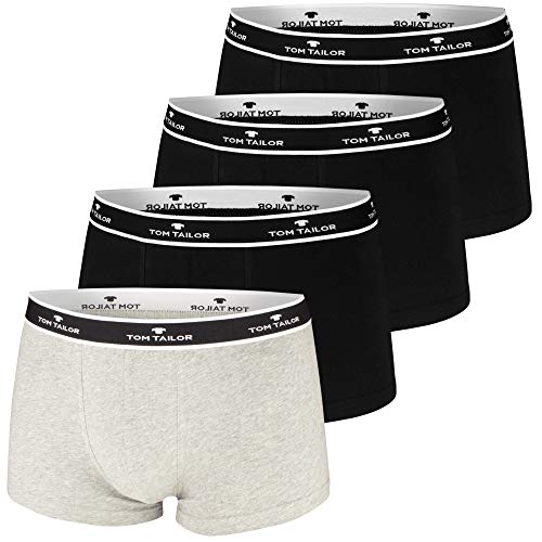 TOM TAILOR Boxershorts, 4 Stück, sportlich, bequem, schlicht, formstabil, weich (L / (6), 3 x schwarz | 1 x grau Melange) von TOM TAILOR