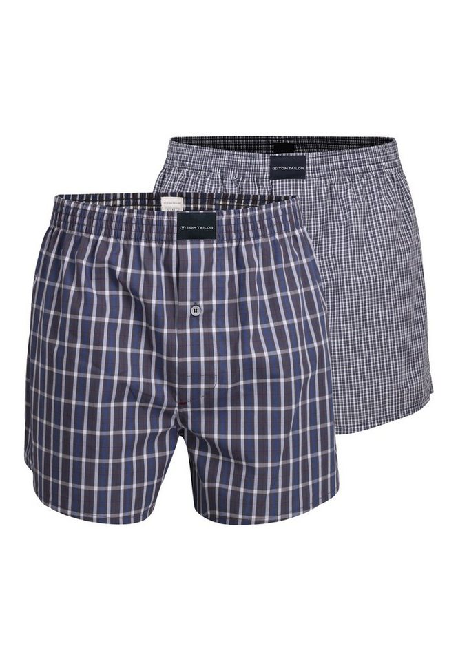 TOM TAILOR Boxershorts TOM TAILOR Herren Boxershort blau kariert 2er Pack (2-St) von TOM TAILOR