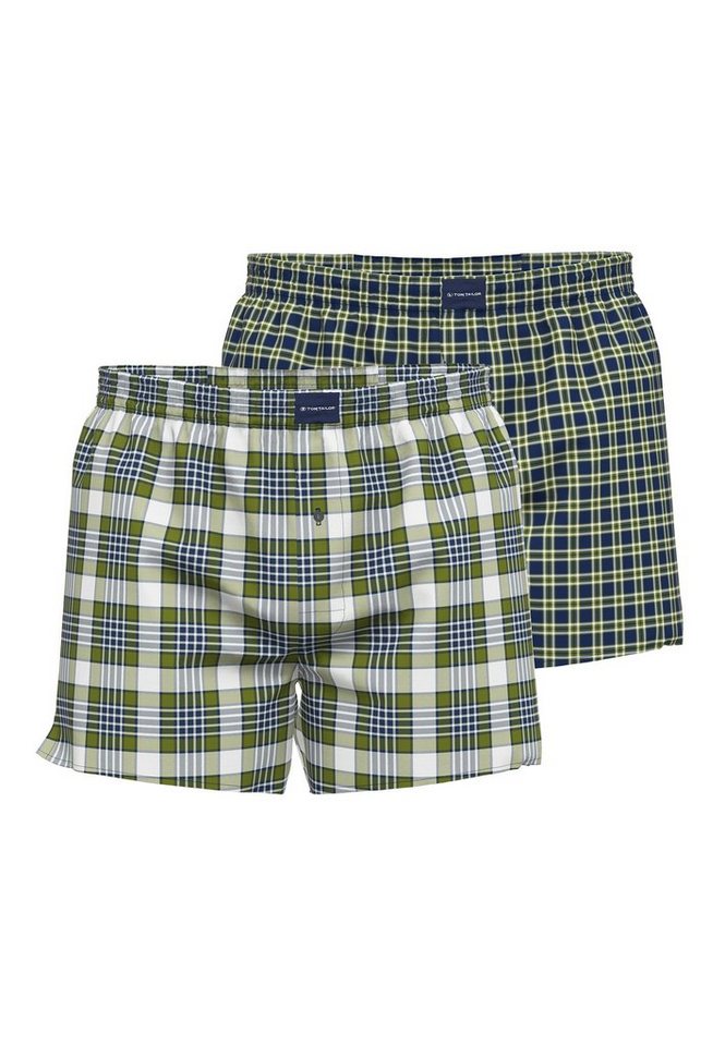 TOM TAILOR Boxershorts TOM TAILOR Herren Boxershort grün kariert 2er Pack (2-St) von TOM TAILOR