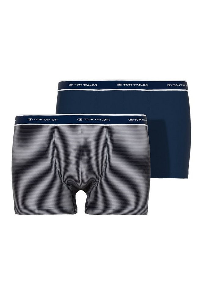 TOM TAILOR Boxershorts TOM TAILOR Herren Hip Pants blau uni 2er Pack (2-St) von TOM TAILOR