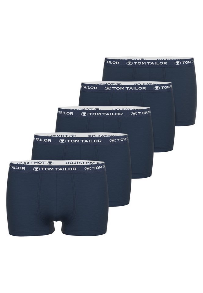 TOM TAILOR Boxershorts TOM TAILOR Herren Hip Pants blau uni 5er Pack (5-St) von TOM TAILOR