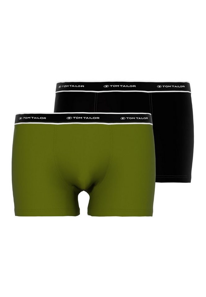 TOM TAILOR Boxershorts TOM TAILOR Herren Hip Pants grün uni 2er Pack (2-St) von TOM TAILOR