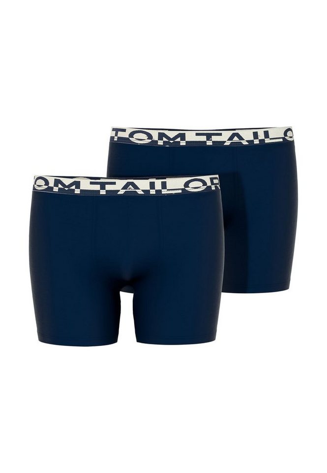TOM TAILOR Boxershorts TOM TAILOR Herren Long-Pants blau uni 2er Pack (2-St) von TOM TAILOR