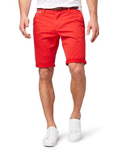 TOM TAILOR Herren Josh Regular Slim Chino Shorts mit Gürtel 1007868, 17761 - Tibet Red, 31 von TOM TAILOR