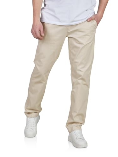 TOM TAILOR Chino Hose Herren Regular Fit Stretch Stoffhose Einfarbig, Länge:32L, Größe:Light Cashew Beige (10336), Weite:32W von TOM TAILOR