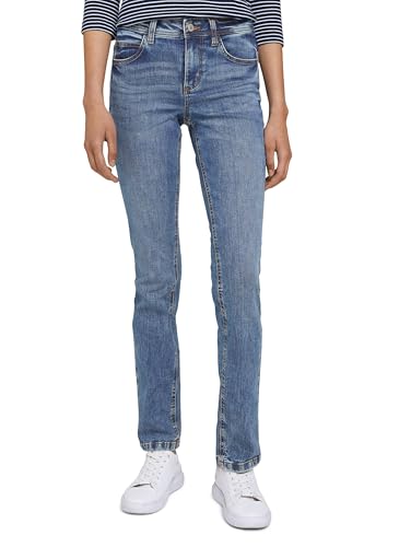 TOM TAILOR Damen 1008119 Alexa Straight Jeans, 10125 - Random Bleached Blue Denim, 34W / 32L EU von TOM TAILOR