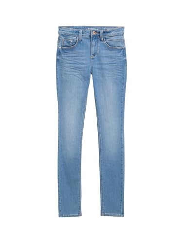 TOM TAILOR Damen Skinny Fit Jeans Bleached Mid Waist Denim Hose Bio Baumwolle Alexa, Farben:Blau-3, Größe:34W / 34L, Beinlänge:L34 von TOM TAILOR