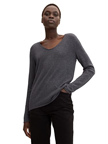 TOM TAILOR Damen Basic Strickpullover mit V-Ausschnitt, 30281 - Evident Anthracite Melange, XXL TOM TAILOR Damen Basic Strickpullover mit V-Ausschnitt, 30281 - Evident Anthracite Melange, XXL von TOM TAILOR