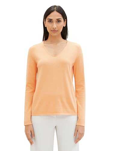 TOM TAILOR Damen Basic Strickpullover mit V-Ausschnitt, 34891 - Light Coral, L von TOM TAILOR