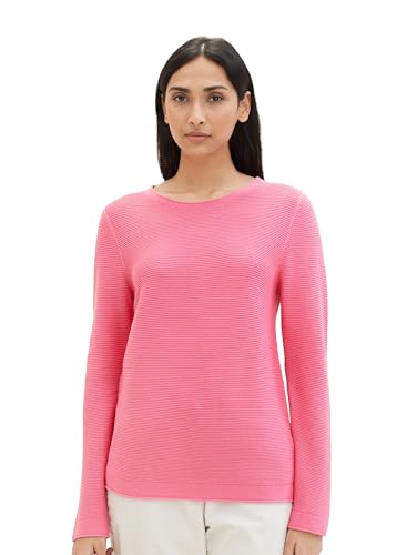 TOM TAILOR Damen Basic Strickpullover aus Bio-Baumwolle, 15799 - Carmine Pink, L von TOM TAILOR