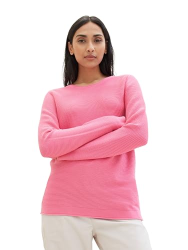 TOM TAILOR Damen Basic Strickpullover aus Bio-Baumwolle, 15799 - Carmine Pink, XS von TOM TAILOR