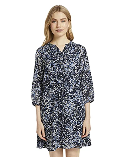 TOM TAILOR Damen 1021386 Chiffon-Kleid mit Blumenprint, 24590-Blue Flower Design, 36 von TOM TAILOR