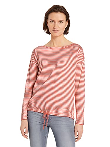 TOM TAILOR Damen 1023960 Stripe Gestreifter Pullover, 26288-Peach Offwhite Striped, XXL von TOM TAILOR
