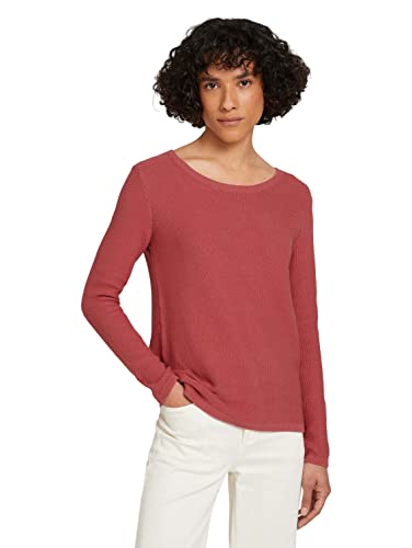 TOM TAILOR Damen 1024249 Basic Pullover mit Struktur, 11183-Cozy Pink, S von TOM TAILOR