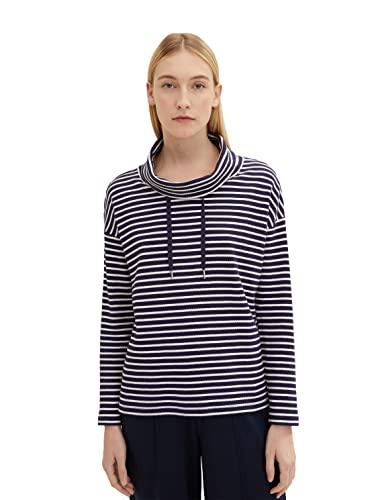 TOM TAILOR Damen Sweatshirt mit Schalkragen aus Bio-Baumwolle von TOM TAILOR