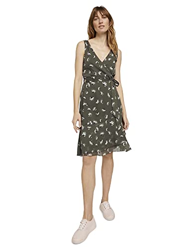 TOM TAILOR Damen 1025869 Chiffon Ärmelloses Chiffonkleid, 27428-Khaki Floral Design, 34 von TOM TAILOR