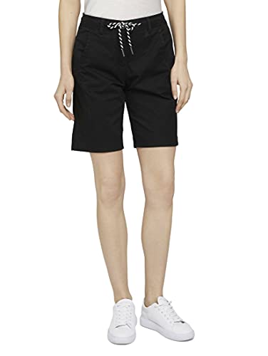TOM TAILOR Damen 1026100 Bermuda Shorts mit Kordelzug, 14482 - Deep Black, 36 von TOM TAILOR