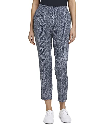 TOM TAILOR Damen 1026169 Loose Fit Hose, 27424-Blue Minimal Design Vertical, 42W / 28L von TOM TAILOR