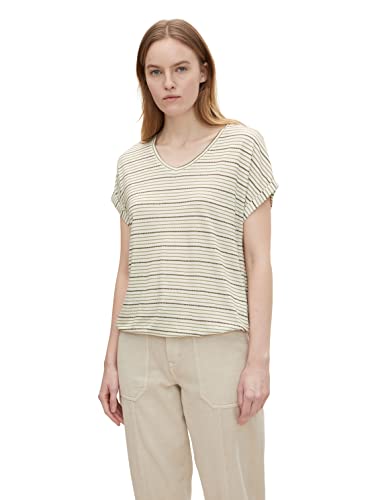 TOM TAILOR Damen 1030421 T-Shirt mit Struktur, 29292 - Offwhite Olive Stripe, XXL TOM TAILOR Damen 1030421 T-Shirt mit Struktur, 29292 - Offwhite Olive Stripe, XXL von TOM TAILOR