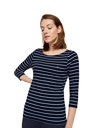 TOM TAILOR Damen Longsleeve mit Logo-Stickerei 1032035, 29950 - Navy White Stripe, XS TOM TAILOR Damen Longsleeve mit Logo-Stickerei 1032035, 29950 - Navy White Stripe, XS von TOM TAILOR