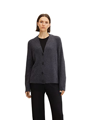 TOM TAILOR Damen 1033279 Basic Cardigan, 30281 - Evident Anthracite Melange, XXL von TOM TAILOR