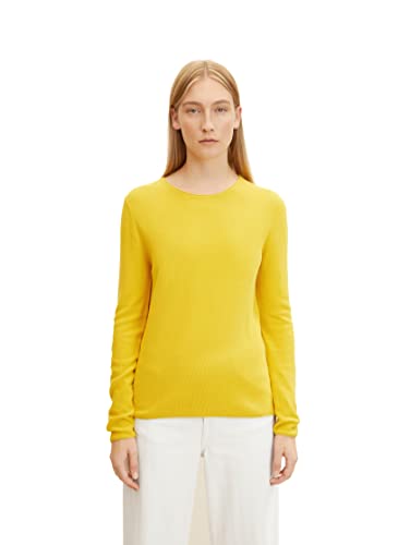 TOM TAILOR Damen 1033701 Basic Strickpullover, 24270 - California Sand Yellow, XL von TOM TAILOR