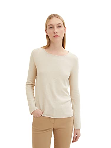 TOM TAILOR Damen 1033701 Basic Strickpullover, 25955 - Dusty Beige Melange, XL von TOM TAILOR