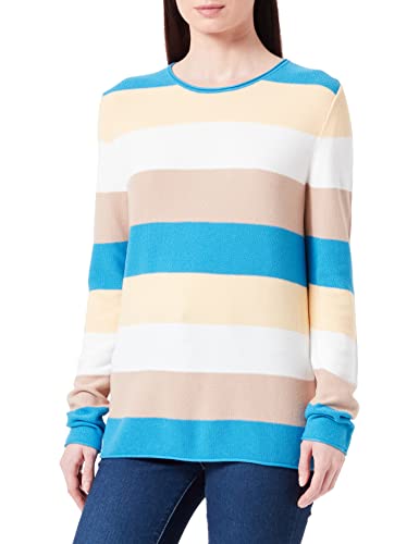 TOM TAILOR Damen 1033701 Basic Strickpullover, 31012 - Blue Colorblock Stripe, XXL von TOM TAILOR