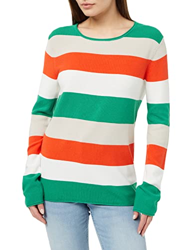 TOM TAILOR Damen 1033701 Basic Strickpullover , 32119 - Red Green Knit Stripe, XXS von TOM TAILOR