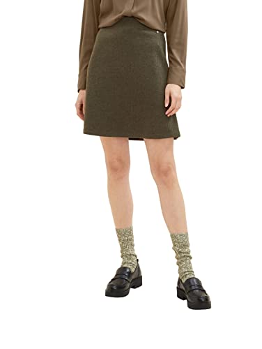 TOM TAILOR Damen 1034011 Basic Minirock, 30668 - Tarmac Khaki Melange, 40 von TOM TAILOR