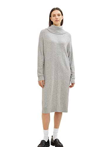 TOM TAILOR Damen 1034065 Strickkleid mit Rollkragen, 30282 - Concrete Grey Melange, 40 von TOM TAILOR