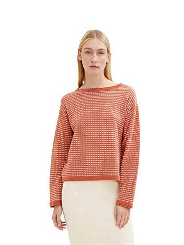 TOM TAILOR Damen 1034067 Strickpullover mit Struktur, 30818 - Red Bubble Structure, XL von TOM TAILOR