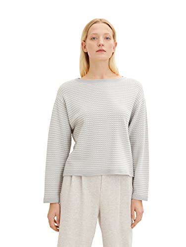 TOM TAILOR Damen 1034067 Strickpullover mit Struktur, 31551 - Grey Butter Bubble Structure, 3XL von TOM TAILOR