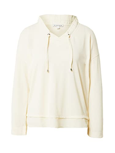 TOM TAILOR Damen 1034200 Langarmshirt mit V-Ausschnitt, 28130 - Soft Buttercream, S von TOM TAILOR