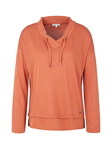 TOM TAILOR Damen 1034200 Langarmshirt mit V-Ausschnitt, 30015 - Canyon Sunset Red, M von TOM TAILOR