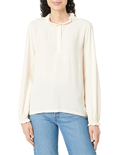 TOM TAILOR Damen 1034202 Langarmshirt mit Rüschendetail, 28130 - Soft Buttercream, 3XL von TOM TAILOR