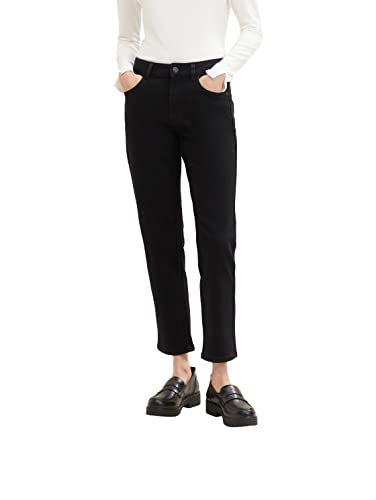 TOM TAILOR Damen 1034224 Kate Vintage Straight Jeans, 10245 - Clean Rinsed Black Denim, 36W / 28L von TOM TAILOR