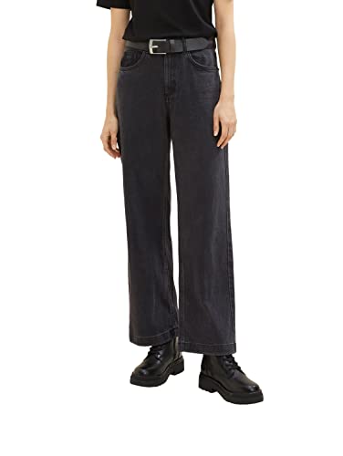 TOM TAILOR Damen 1034225 High Waist Wide Leg Jeans, 10241 - Clean Bleached Black Denim, 30W / 32L von TOM TAILOR