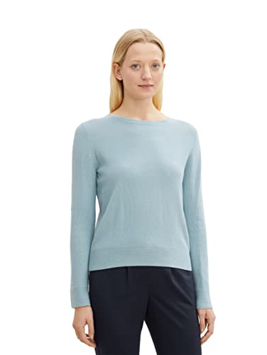 TOM TAILOR Damen 1034460 Basic Strickpullover aus Baumwolle, 30838 - Tourmaline, XL von TOM TAILOR