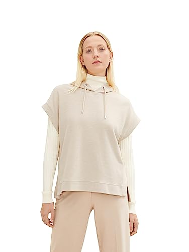 TOM TAILOR Damen 1034524 Sweatshirt mit weitem Rollkragen, 30936 - Cold Beige Herringbone, 3XL von TOM TAILOR