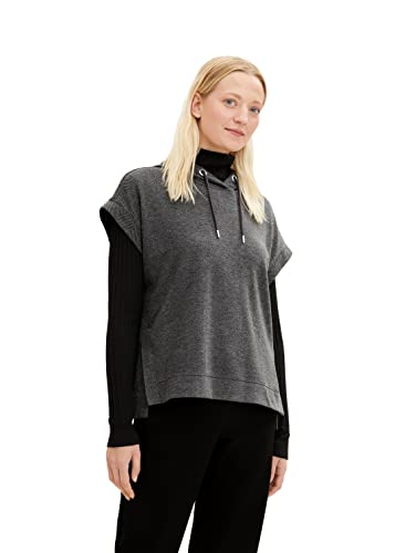 TOM TAILOR Damen 1034524 Sweatshirt mit weitem Rollkragen, 30937 - Black Herringbone Design, L von TOM TAILOR